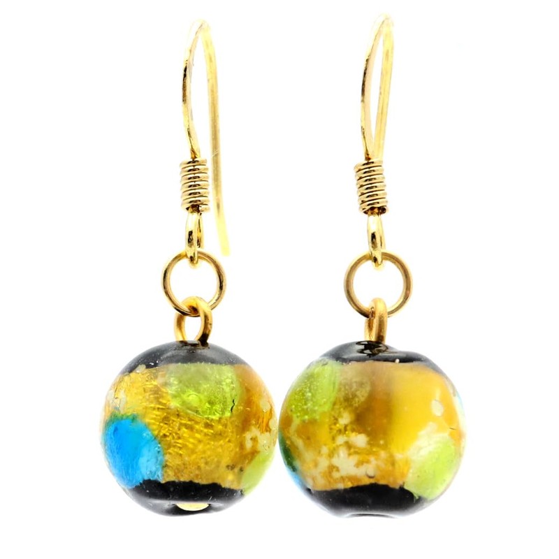 Women's Firefly Glass Earrings, Yellow Blue, Blue, Yellow, Luminous, Titanium,