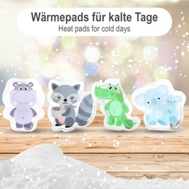 com-four® 4 x Pocket Warmers Wild Animals - Hand Warmers for Adults - Pocket Heating Pad with Funny Animal Motifs (Pack of 04 - Wild Animals)