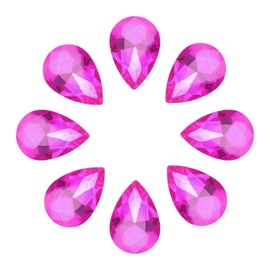 MECCANIXITY 8Pcs 18 x 25mm Teardrop Rhinestones Glass Pointed Back Rhinestone Beads Gems for Jewelry Making Costume Crystal Embellishments Crafts,Rose Red
