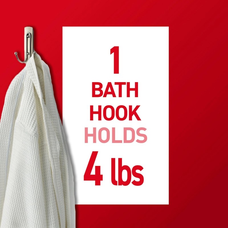 Command Large Double Bathroom Wall Hook, Damage-Free Hanging with Adhesive