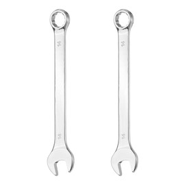 HARFINGTON 2Pcs Combination Wrench 14mm Metric 12-Point Box and Open End 45# Carbon Steel Double Ended Spanner Tool for Automotive Pipe Furniture Machinery DIY Repair, Silver White