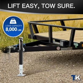 TOWKING 8000LBS Pipe Mount Tongue Jack, 15" Lift, Heavy Duty Swivel Jack with Drop Leg, Weld On Jack for RV, Boat, and Utility Trailers