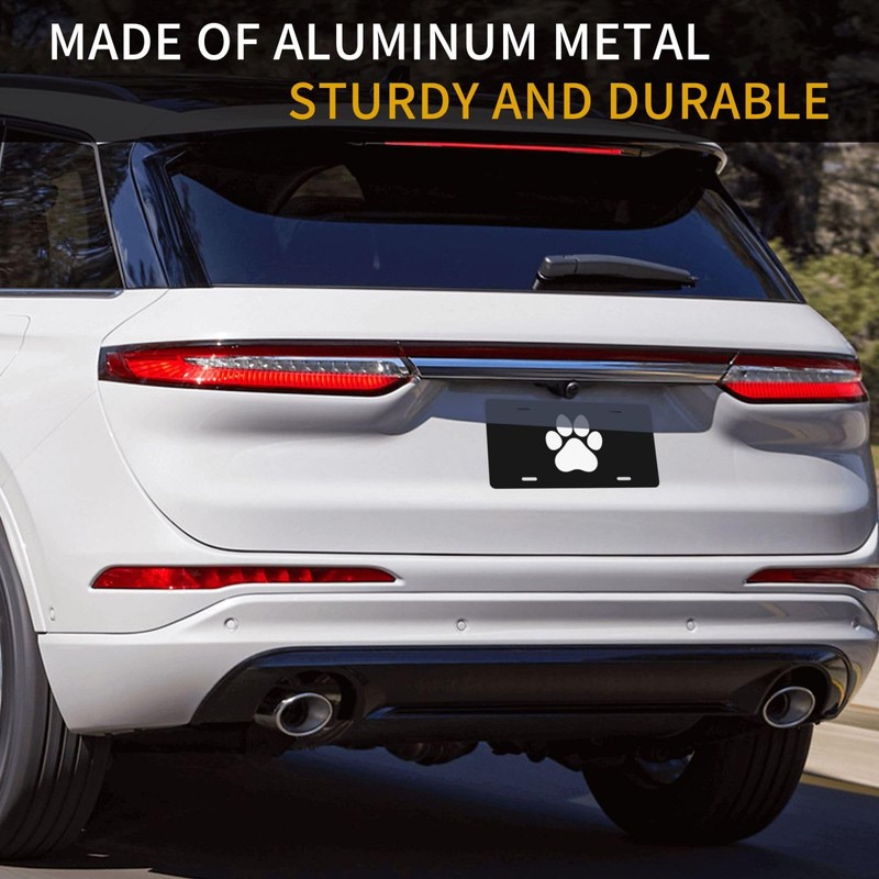 White Dog Paw Footprint License Plate - 6x12 Inch Aluminum
