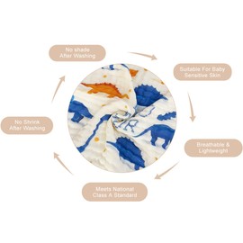 Ultra Soft 6-Layer Muslin 100% Cotton Baby Blanket 30"x35" Breathable Lightweight Dinosaur Swaddle Blankets for Toddlers Baby Birthday Gifts All Seasons