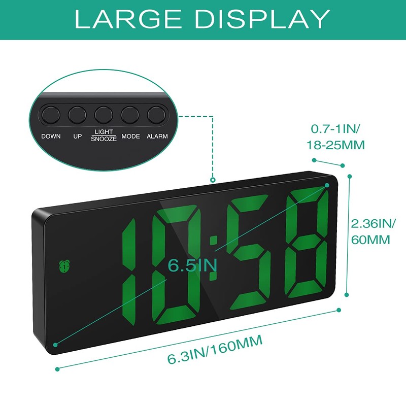 ORIA Digital Alarm Clock, Small Desk Clock, Led Alarm Clock
