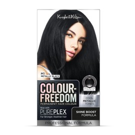 Colour Freedom Metallic Black Permanent Hair Dye with PurePlex. Ultra Glossy Conditioning Hair Colour. 100% grey coverage. By Knight & Wilson.