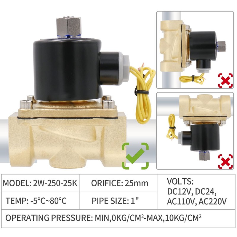 Baomain Pneumatic 1 Inch Normally Open 2 Way Brass Electric