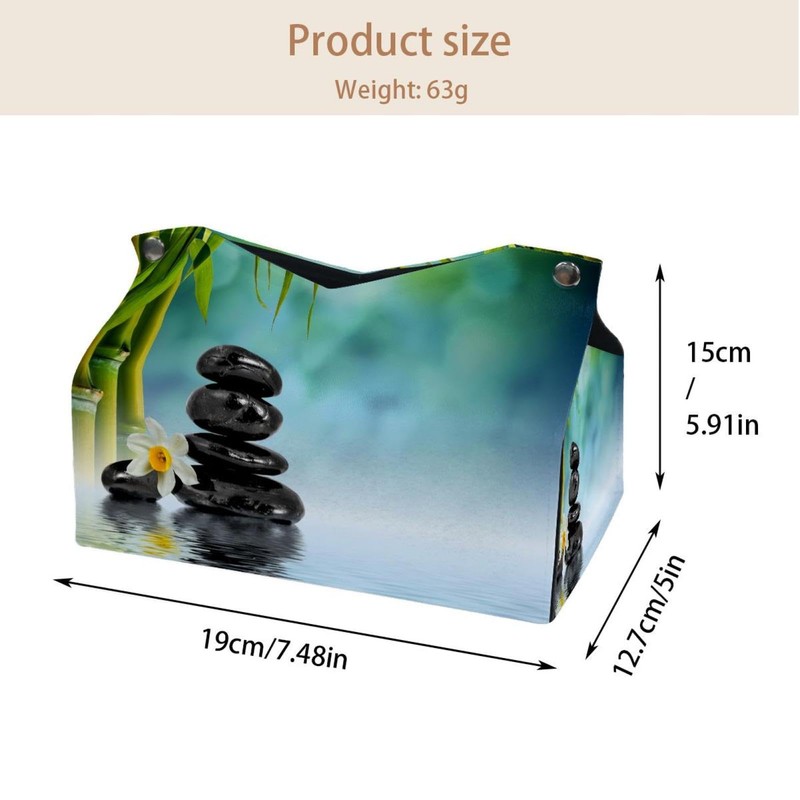 2 Pack Tissue Box Cover Holder, Zen Garden Waterlily Rectangle