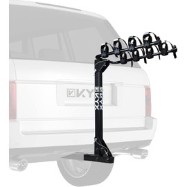 KYX Bike Rack for Car,SUV 2" Receiver Hitch Mount Bike Rack for 4 Bikes, Up to 143lbs Load, Bicycle Car Racks Foldable Heavy-Duty Frame, Tiltable, Safe & Stable Locking System Bike Carrier for Car