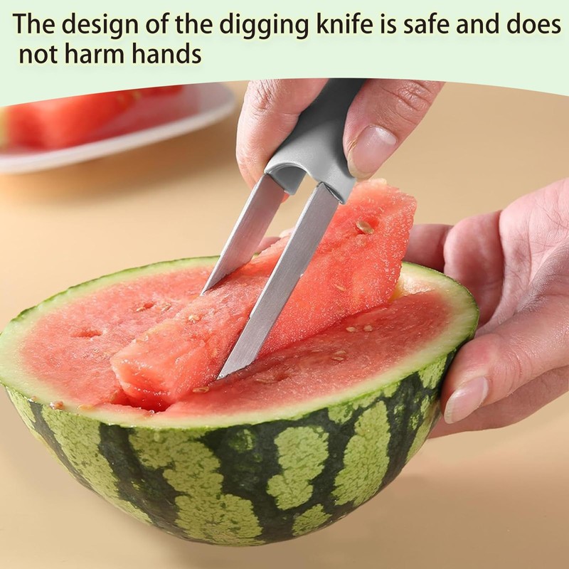 JAONLD 3-in-1 Stainless Steel Fruit Slicer, Melon Cutter, Fast Watermelon
