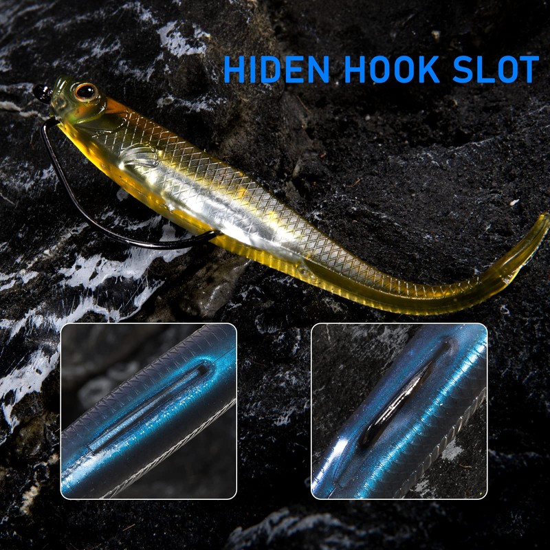 Drfish 5 Pack Soft Fishing Bait, Fork Tail Soft Jerk