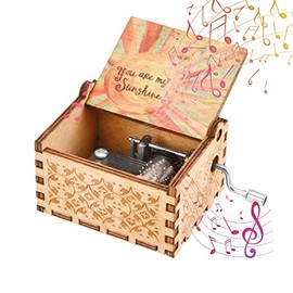 SOSPIRO Wood Music Box, You Are My Sunshine Music Box Vintage Hand Crank Musical Box Gift for Birthday/Christmas/Valentine's Day/Wedding