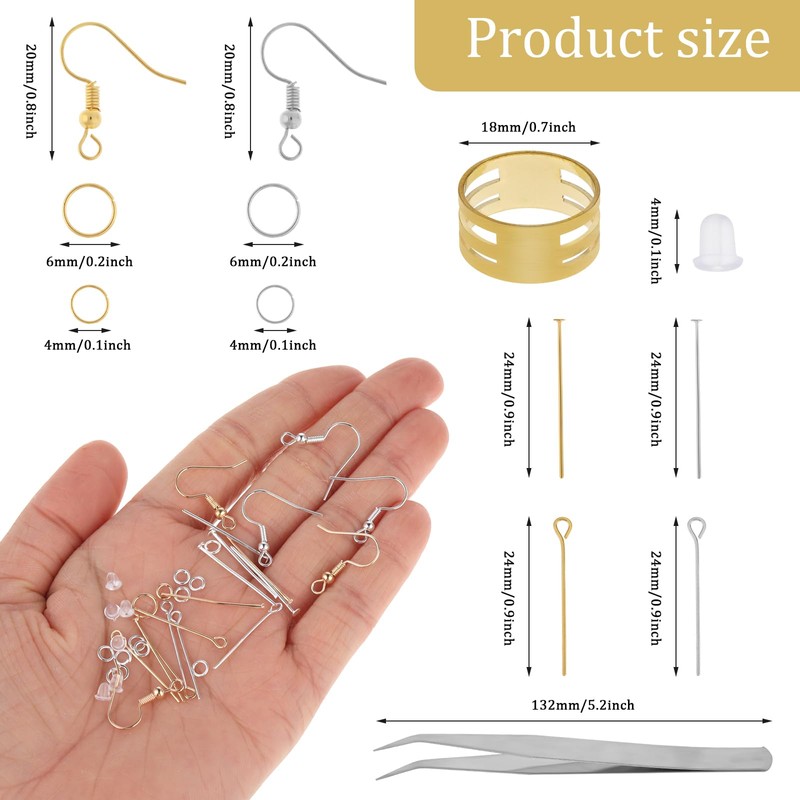 2000Pcs Earring Making Kit, Hypoallergenic Earring Findings Earring Making Supplies