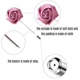 10Pcs Rose Boutonniere Lapel Pin for Men Dusty Rose Flower Lapel Pin for Men Suits Handmade Rose Corsage Satin Flower Outfit Accessories Groom Groomsman Wedding Brooch Rose Lapel Pin for Husband