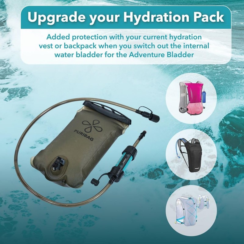 Puribag Adventure Bladder: 2 Litre Hydration Bladder with Filter -