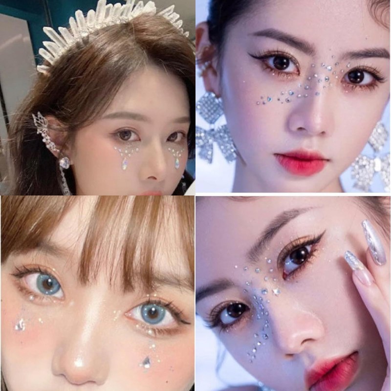 Glittering 4 Piece Set of Face Seals, Rhinestone Seals, Faces,
