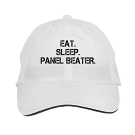 Makoroni - EAT Sleep EAT Sleep Panel Beater Hat Adjustable Cap, DesX55 White