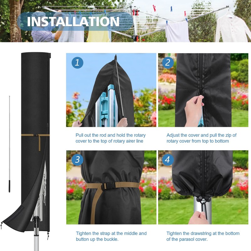 VANSHEIM Rotary Dryer Washing Line Cover - Clothes Airer Protective