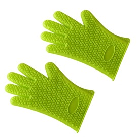 Magik 1-2 Pair Silicone BBQ Heat Resistant Gloves Grill Pot Holder Grip Cooking Grip Oven Mitts (1 Pair, Green)