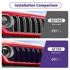 Linskip Grille Inserts Compatible with 2024 Jeep Wrangler JL 4XE & Gladiator JT Sport Rubicon Sahara Willys Mojave Rubicon, Meshless Grille Bezel Covers, Exterior Accessories(Purple)