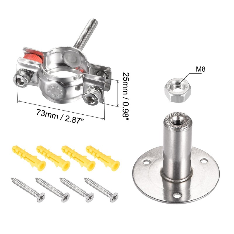 sourcing map Wall Mount Ceiling Mount Pipe Support, 304 Stainless