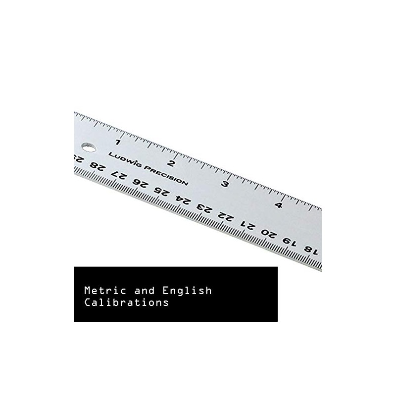 Ludwig Precision Aluminum Straight Edge Ruler, 12-INCH, Silver