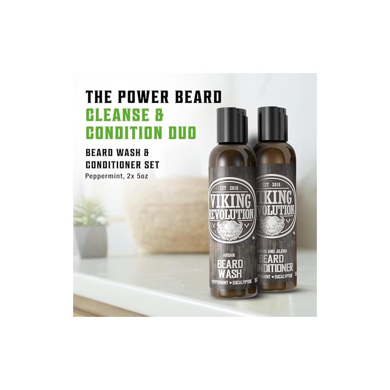 BEST DEAL Beard Wash & Beard Conditioner Set w/ Argan