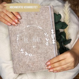 Premium Felt Examination Book and Vaccination Certificate Cover for Examination Book with Compartments for Ultrasound Image, Vaccination Certificate, Insurance Card, Pen - Handmade Booklet Protective