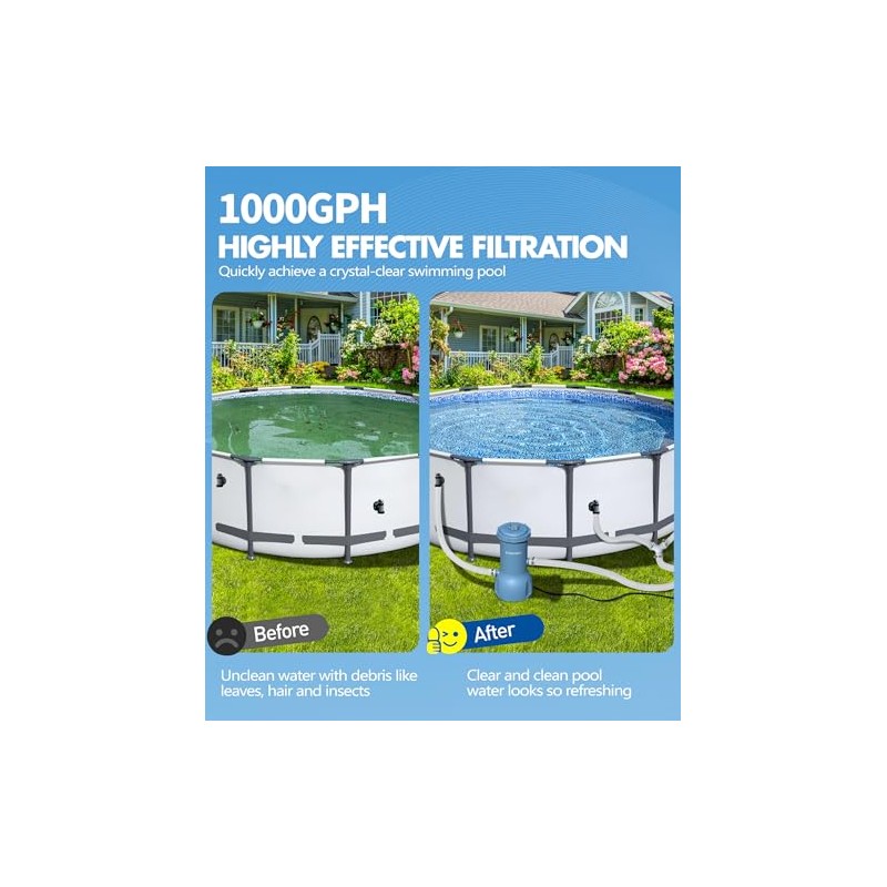 KimFilter Pro Series 1000 GPH Above Ground Pool Filter Pump