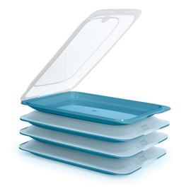 K&G High-Quality Set of 4 Stackable Storage Boxes for Sliced Cold Cuts,Food, Space-Saving Storage Container Set with Integrated Serving Dish, for the fridge