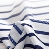 TOPICK Fabric Striped Shower Curtain White and Navy Shower Curtain