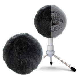 SUNMON Blue Snowball Windscreen Pop Filter - Snowball iCE Microphone Furry Faom Cover Windshield Mic Cover for Recordings, Broadcasting, Singing（Black）