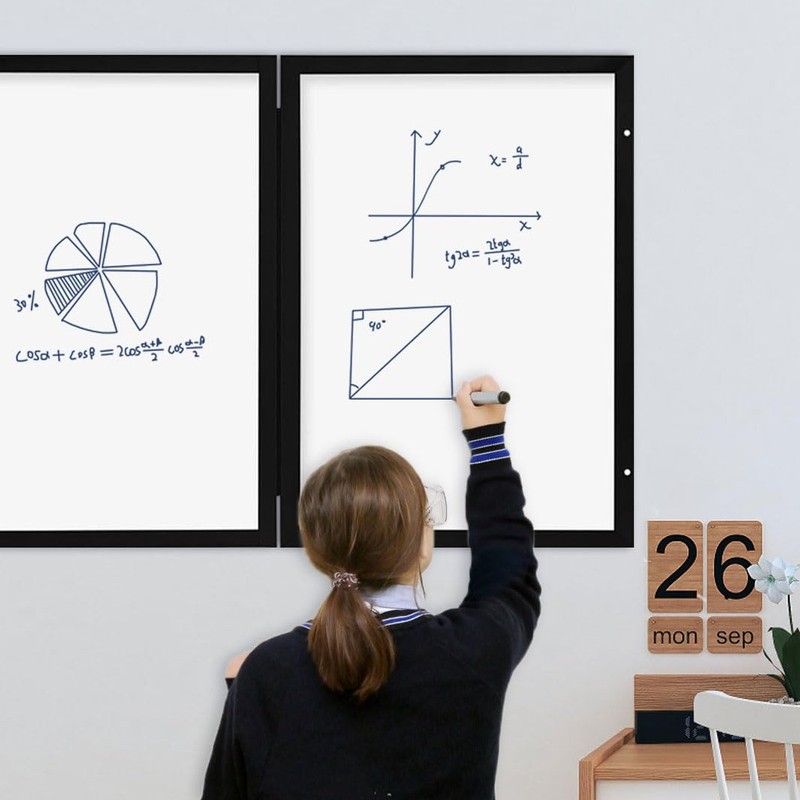 YCCYYCCY Black Hidden Board, Enclosed Whiteboard with Wooden Frame, 20x30in