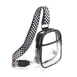 Clear Bag for Stadium Events, Stadium Approved Crossbody Bags for Women Men, Small Concerts Game Day Purse Bag (Black 03)