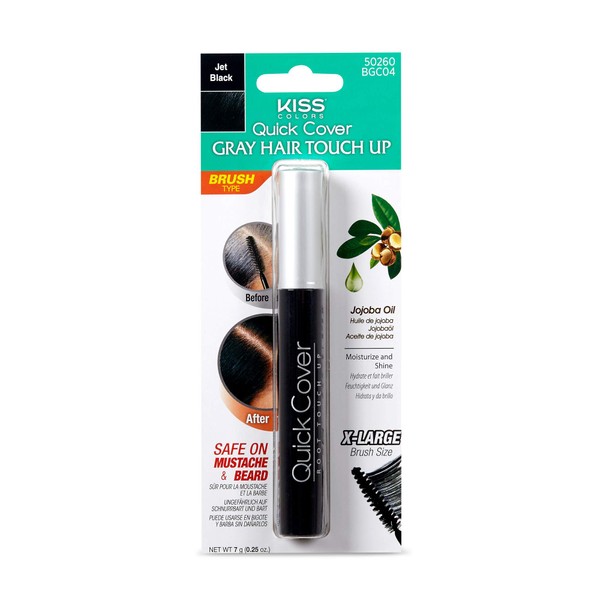 Kiss Quick Cover Gray Hair Touch Up, Root Touch Up, Moisturize and Shine (Jet Black)