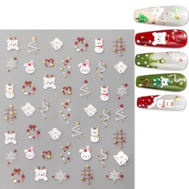 4 Sheets Christmas Nail Art Stickers Decals 3D Self-Adhesive Christmas Tree Snowflake Elk Snowman Design DIY Xmas Nail Art Stickers Decals Christmas Nail Supplies for Women Nails Art Decor