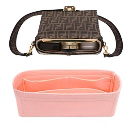 Chispee Purse Organizer Insert Handbags Insert Compatible Fit Longchamp Small Tote Bag Finishing Inner Bag Felt Insert Purse Organizer for Women Small Shoulder Bag (Pink,M