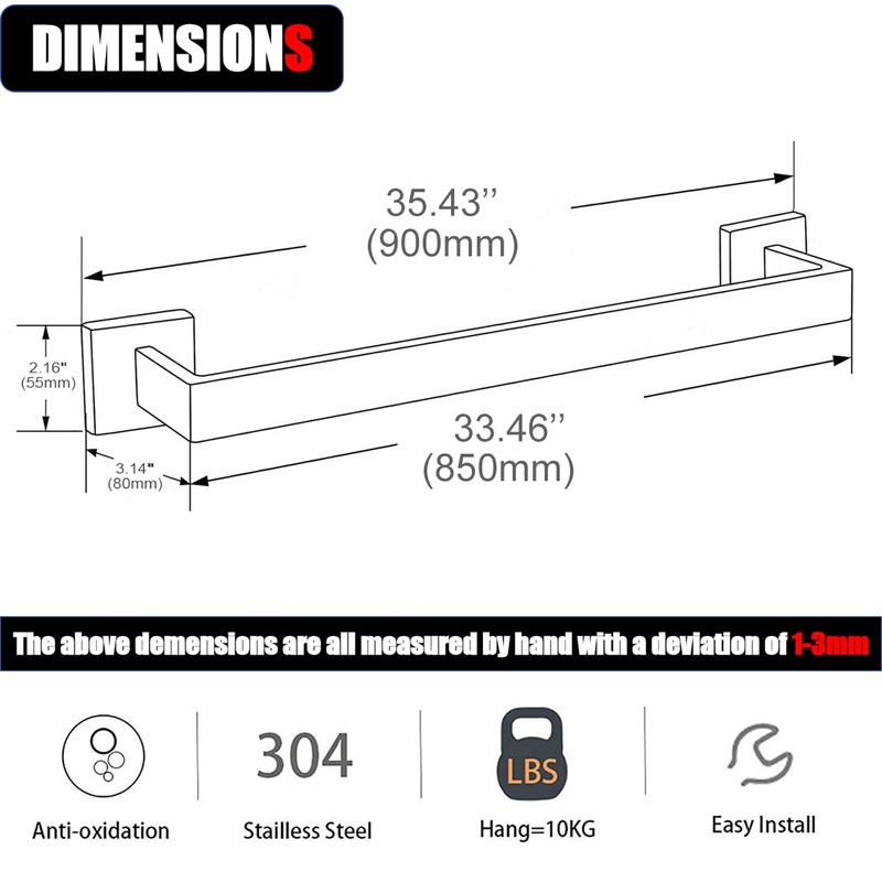 36 Inch Towel Bar for Bathroom 12/16/24/28/32/36 Inch Kitchen Towel