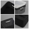 Rinboat Muti-Colour Rectangle Plastic Weave Storage Shelf Baskets, Pack of