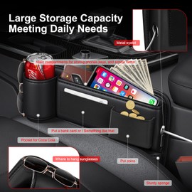 Rytnog Auto Console Side Classification storage box,Car Seat Gap Filler Organizer, Multifunctional Car Seat Organizer, Storage Front Seats Interior Automotive Essentials (black)