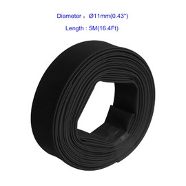 Aoje-Link 11mm ID Black Heat Shrink Tubing Shrinkable Tube 5M(16.4Ft) 1pcs