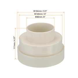 PATIKIL 6.5" to 6" to 4" Duct Reducer, 2 Pack Duct Connector Ducting Inline Adapter Increaser ABS Plastic Vent for HVAC Heating Cooling Air Ventilation