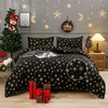 LAMEJOR Christmas Black Duvet Cover Set Queen Size Gold Metallic