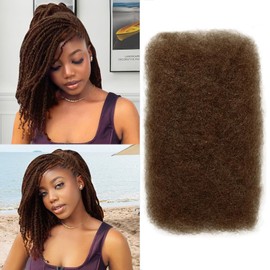 Afro Kinkys Bulk Human Hair,20 Inch 50g/Pack Afro Kinky-Curly Human Hair Bulk for Mini Twist,4C Chocolate Brown Bulk Human Braiding Hair For Micro,Crochet,Repair, Dreadlocks,Locs Extensions #4