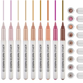 ZZWUAPT Skin Tone Acrylic Paint Pens,Colored Paint Pens Markers,Brush Tip Paint Pens for Rock Painting Wood Glass Ceramic Canvas Stone DIY Crafts Making Art Supplies