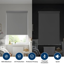100% Blackout Roller Shades Cordless Blinds for Indoor Windows,Free-Stop Window Shades Pull Down,Thermal Insulated Fabric UV Protection,Blackout Window Guard Blinds for Home,Office,Grey,35" W x 72" H