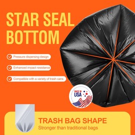 Delxo 55-60 Gallon Black Trash Bags, 100 Count – 0.9 Mil Heavy Duty Contractor Garbage Bags, Thick, Durable & Puncture-Resistant Plastic – Made in USA for Kitchen, Yard & Commercial Use