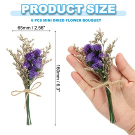 PATIKIL Mini Dried Flower Bouquet, 6 Pcs Forget-me-not Natural Wildflower with Stem Decor Baby's Breath Boho Floral Plant Flower for Crafts DIY Photo Props Gift Wedding Decor, Purple