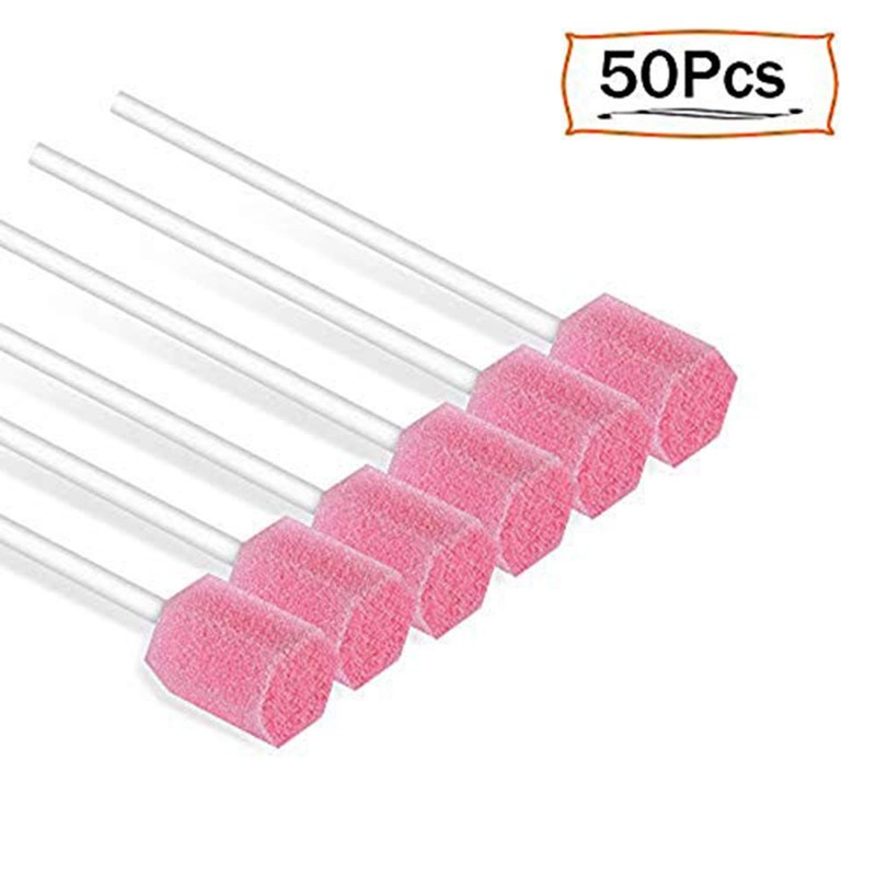 (50 Pack) Disposable Oral Swabs, Sterile Dental Sponge Swabsticks Unflavored