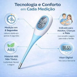 Termómetro Edge Slim Retroiluminado De Contacto Flexible Azul                                                                                         